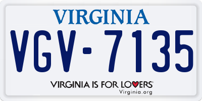 VA license plate VGV7135