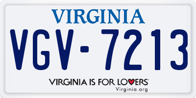 VA license plate VGV7213