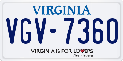 VA license plate VGV7360