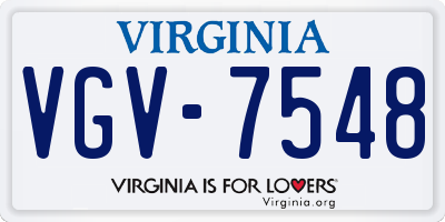VA license plate VGV7548