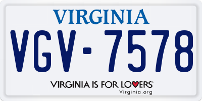 VA license plate VGV7578