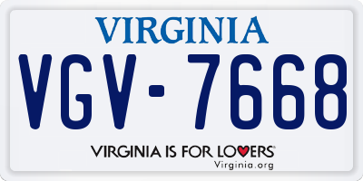 VA license plate VGV7668