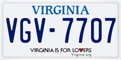 VA license plate VGV7707