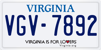 VA license plate VGV7892