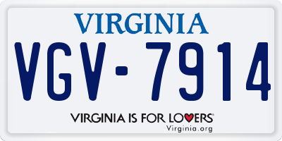 VA license plate VGV7914