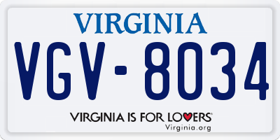 VA license plate VGV8034