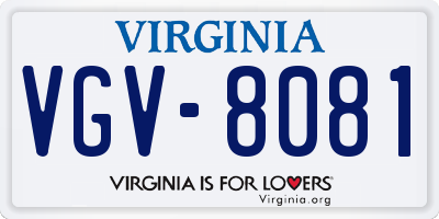 VA license plate VGV8081
