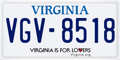 VA license plate VGV8518