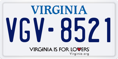 VA license plate VGV8521