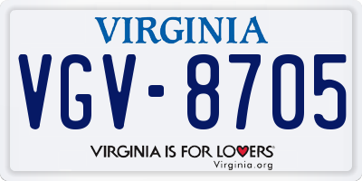 VA license plate VGV8705