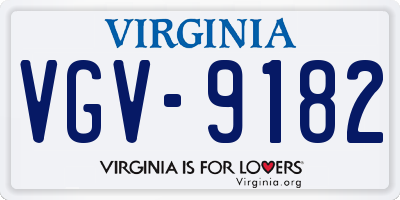 VA license plate VGV9182