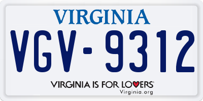 VA license plate VGV9312