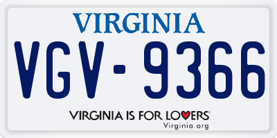 VA license plate VGV9366