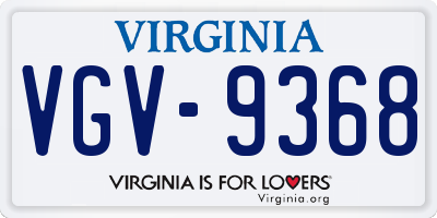 VA license plate VGV9368