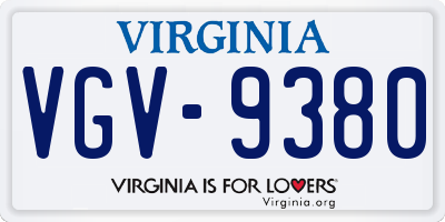 VA license plate VGV9380