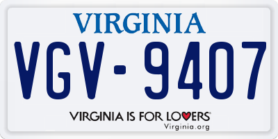 VA license plate VGV9407