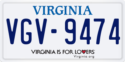 VA license plate VGV9474