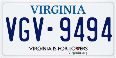 VA license plate VGV9494