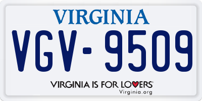 VA license plate VGV9509