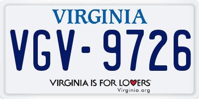 VA license plate VGV9726