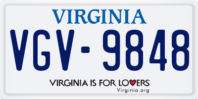 VA license plate VGV9848
