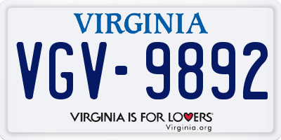 VA license plate VGV9892