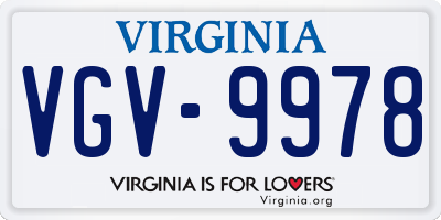 VA license plate VGV9978