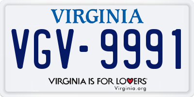 VA license plate VGV9991