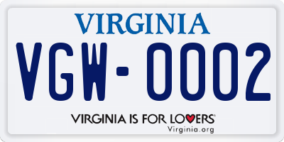 VA license plate VGW0002