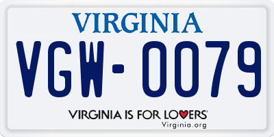 VA license plate VGW0079