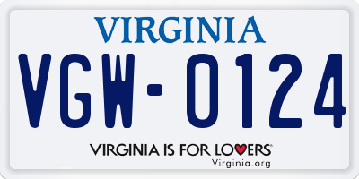 VA license plate VGW0124