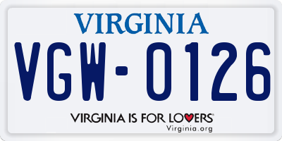 VA license plate VGW0126