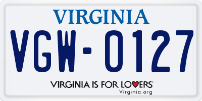 VA license plate VGW0127