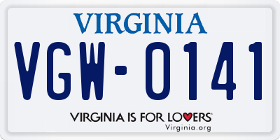 VA license plate VGW0141