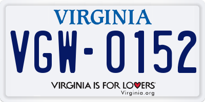 VA license plate VGW0152