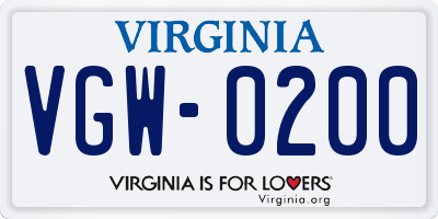 VA license plate VGW0200