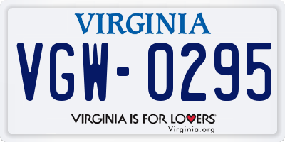 VA license plate VGW0295