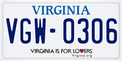 VA license plate VGW0306