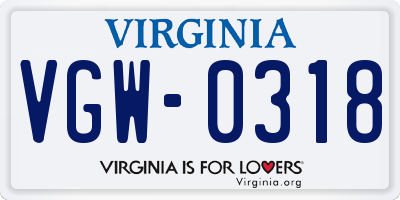 VA license plate VGW0318