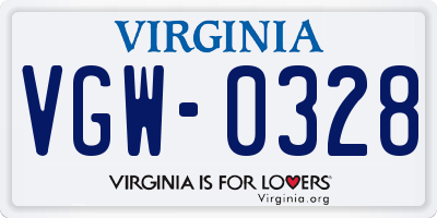 VA license plate VGW0328
