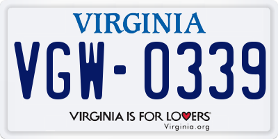 VA license plate VGW0339