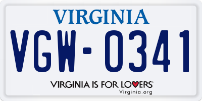 VA license plate VGW0341