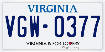 VA license plate VGW0377