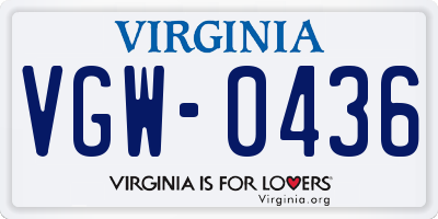 VA license plate VGW0436