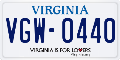 VA license plate VGW0440
