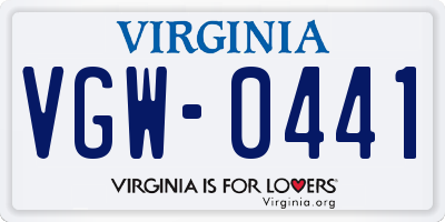 VA license plate VGW0441