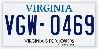 VA license plate VGW0469