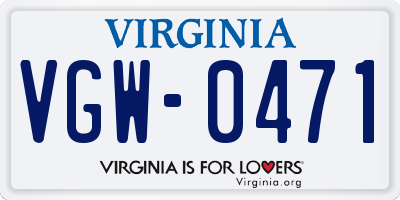 VA license plate VGW0471