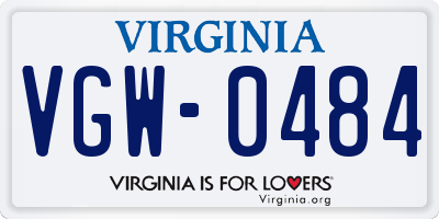 VA license plate VGW0484