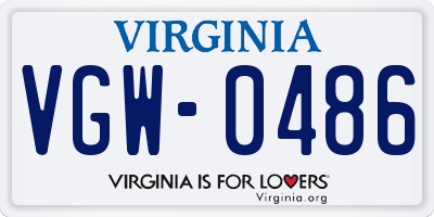 VA license plate VGW0486